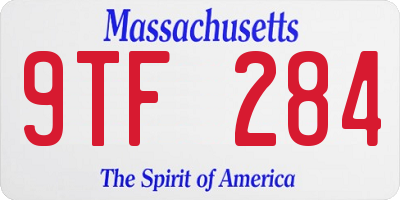 MA license plate 9TF284