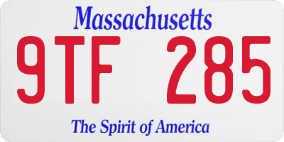 MA license plate 9TF285