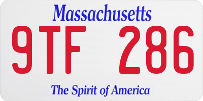 MA license plate 9TF286