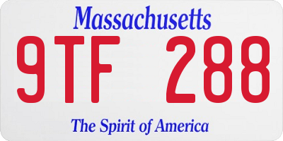 MA license plate 9TF288