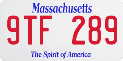 MA license plate 9TF289