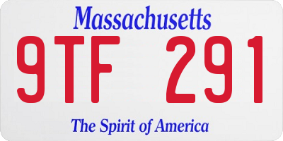 MA license plate 9TF291