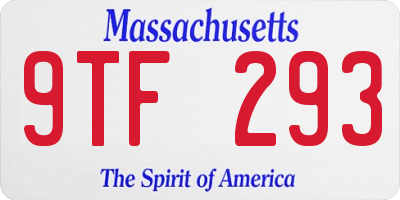 MA license plate 9TF293