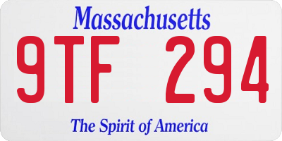 MA license plate 9TF294