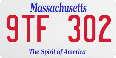 MA license plate 9TF302