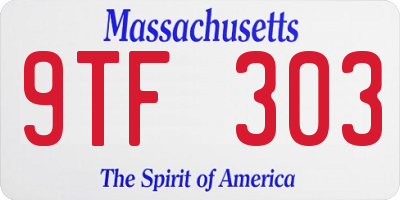 MA license plate 9TF303