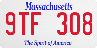 MA license plate 9TF308