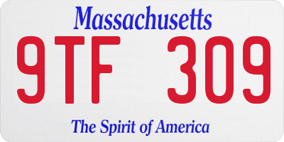 MA license plate 9TF309