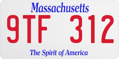 MA license plate 9TF312