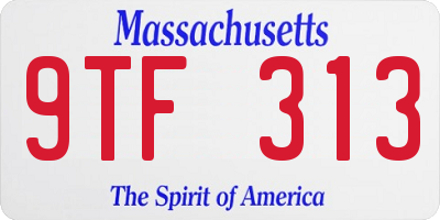 MA license plate 9TF313
