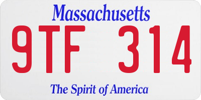 MA license plate 9TF314