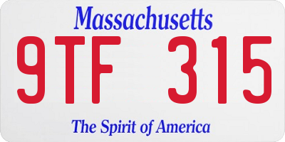MA license plate 9TF315