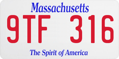 MA license plate 9TF316