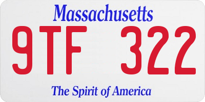 MA license plate 9TF322