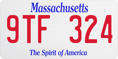 MA license plate 9TF324