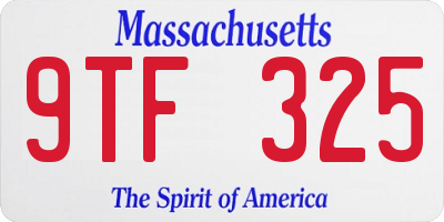MA license plate 9TF325