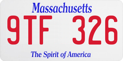MA license plate 9TF326