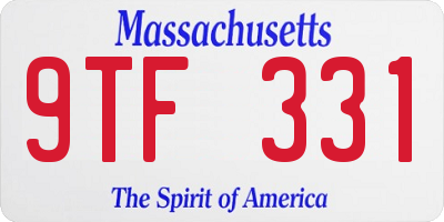 MA license plate 9TF331