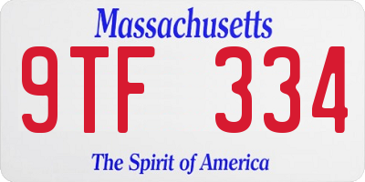MA license plate 9TF334