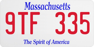 MA license plate 9TF335