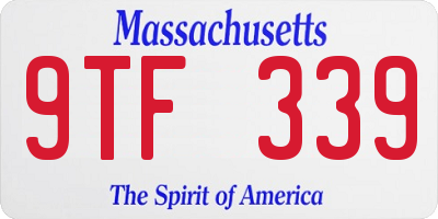MA license plate 9TF339