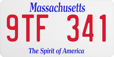 MA license plate 9TF341