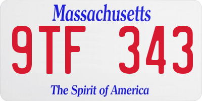 MA license plate 9TF343
