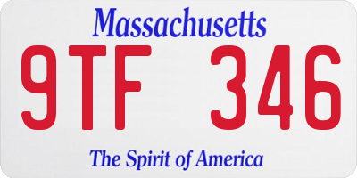 MA license plate 9TF346