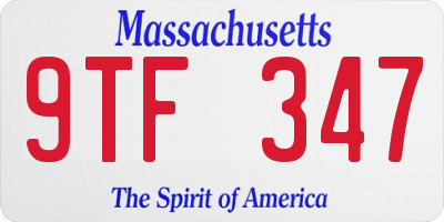 MA license plate 9TF347