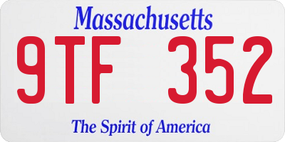 MA license plate 9TF352