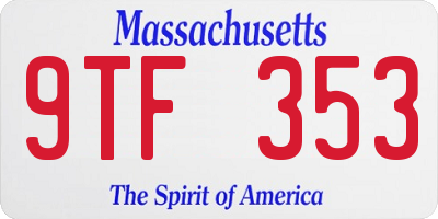 MA license plate 9TF353