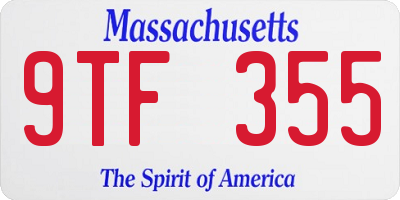 MA license plate 9TF355
