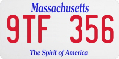 MA license plate 9TF356