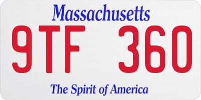 MA license plate 9TF360