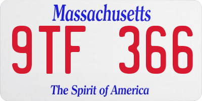 MA license plate 9TF366