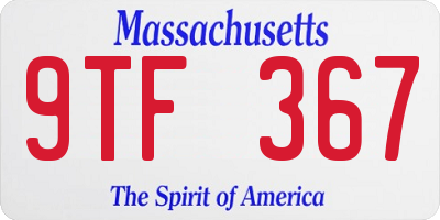 MA license plate 9TF367