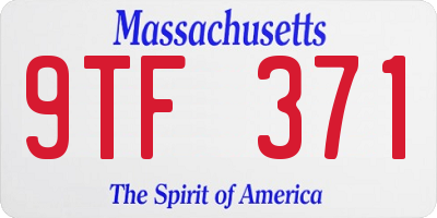 MA license plate 9TF371