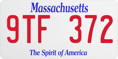 MA license plate 9TF372