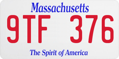 MA license plate 9TF376