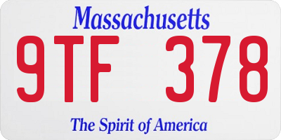 MA license plate 9TF378