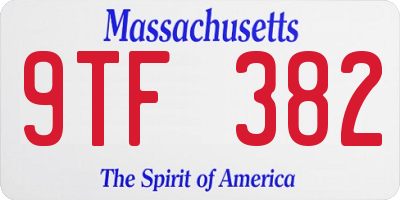 MA license plate 9TF382