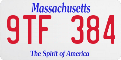 MA license plate 9TF384