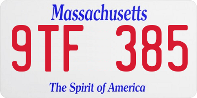 MA license plate 9TF385