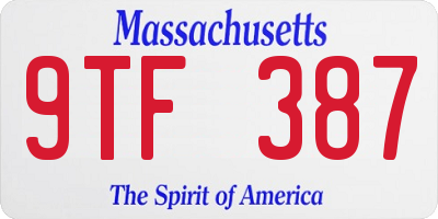 MA license plate 9TF387