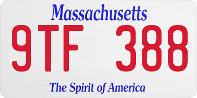 MA license plate 9TF388
