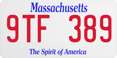 MA license plate 9TF389