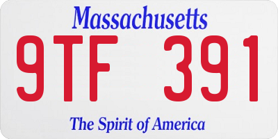 MA license plate 9TF391