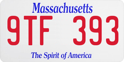 MA license plate 9TF393