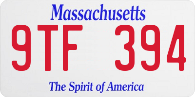MA license plate 9TF394