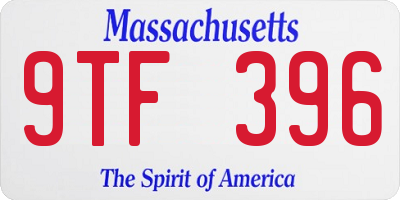 MA license plate 9TF396
